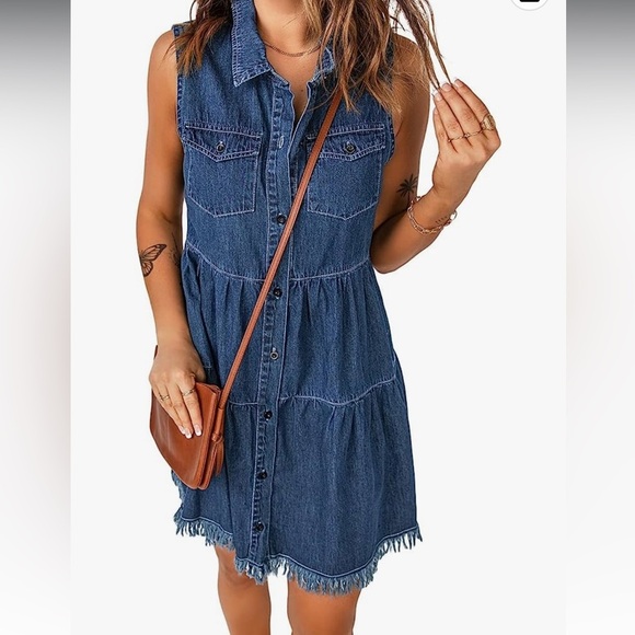 Denim Sleeveless Dress - Picture 3 of 4